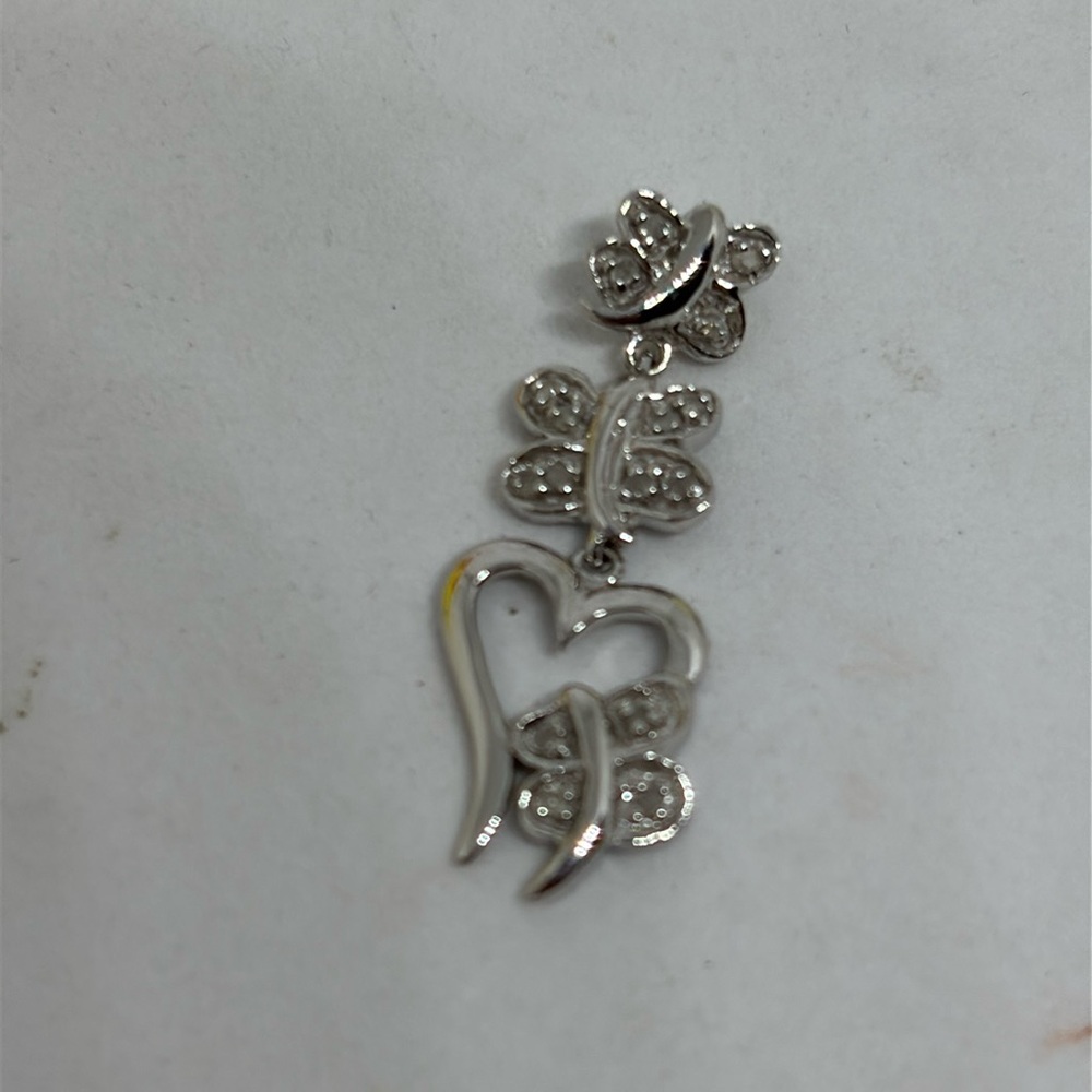 10 KT white gold 0.12CT diamonds three butterfly pendant
